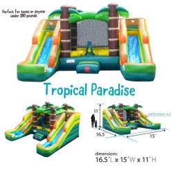 Tropical Paradise Double Lane Bounce House W/Slide